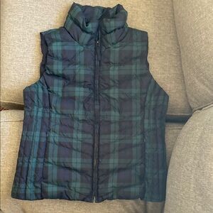 Talbots Green and Black Plaid Vest